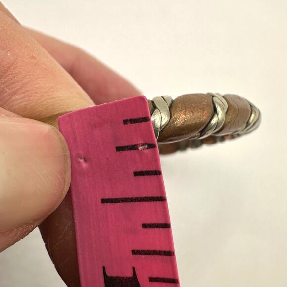 Copper Twist Bangle Bracelet Silver tone Heavy Western Southwestern Rustic Metal - Picture 2 of 10